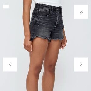 Moussy Black Distressed Frayed Denim Shorts